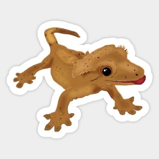 Crested Gecko Painting, Gecko Licking, Cute Gecko Sticker